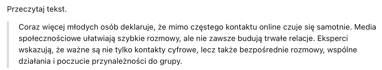 Tekst do zadania diagnostycznego Wos Atelier